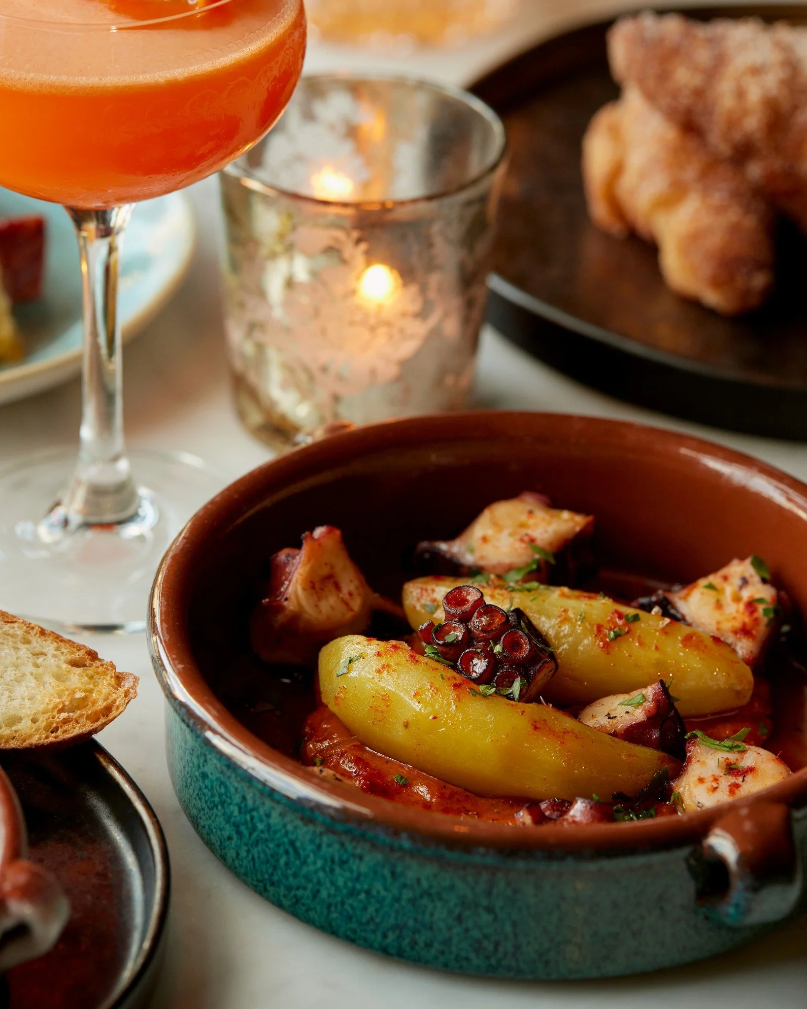 From the deep. PULPO: Octopus, potato, and zesty romesco. Join us every Sunday from 12pm-10pm. See you soon! #KAMPERS