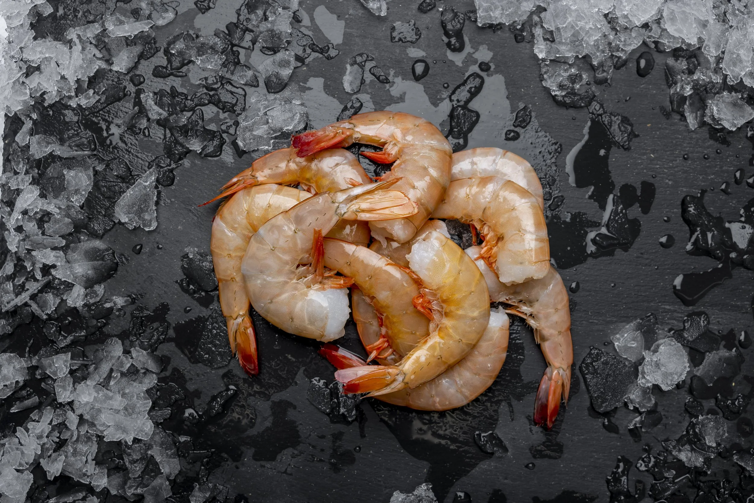 Raw large prawns