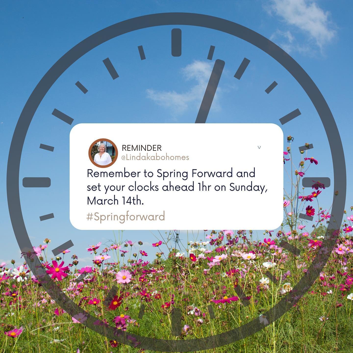 Remember to set your clocks forward 1hr this Sunday, March 14th

#daylight #daylightsavings #spring #springforward #beautiful #sunnyday #sunnyspring