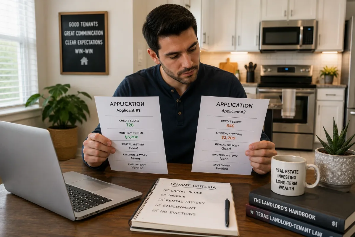 a male landlord comparing tenant applications
