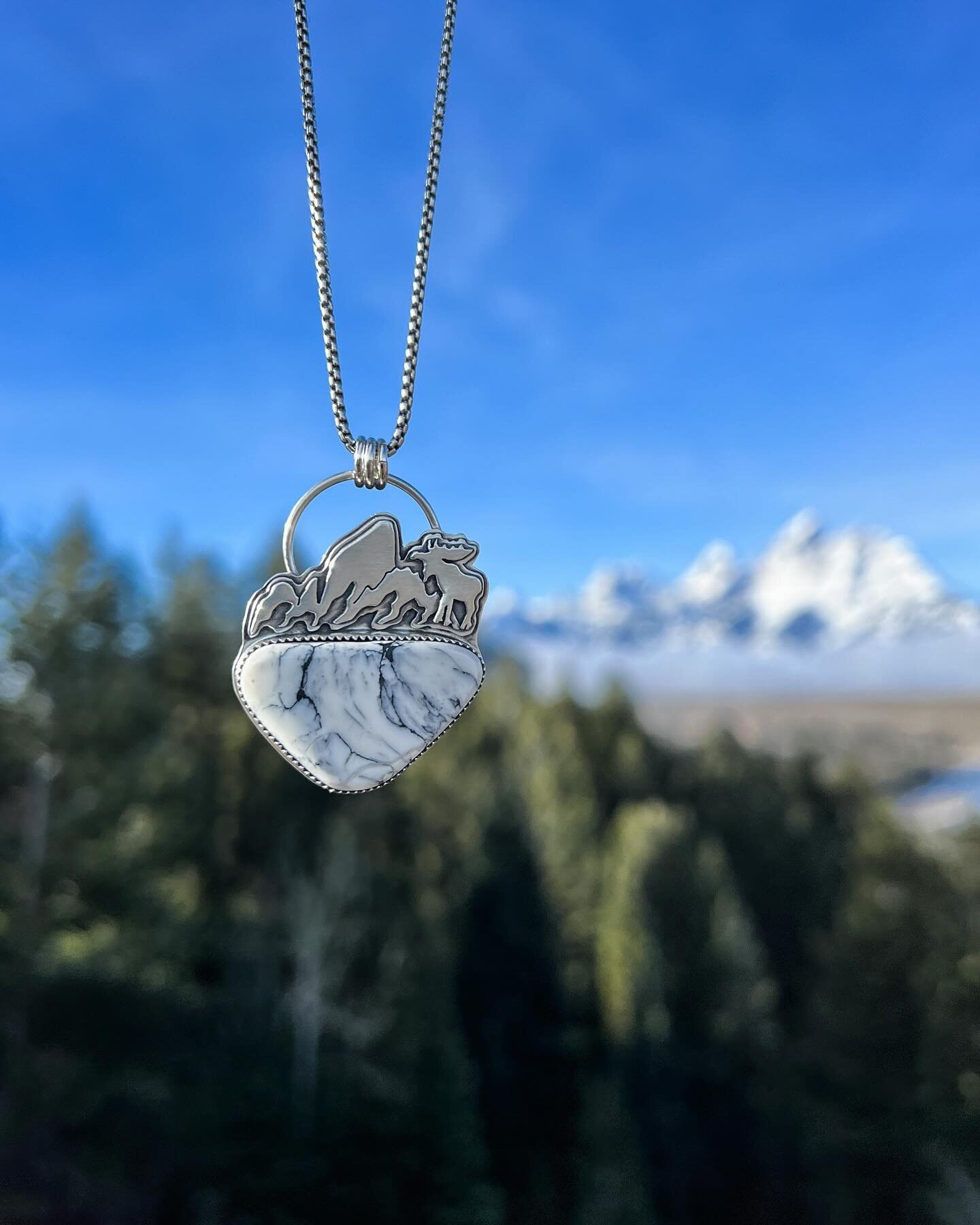 Teton Moose pendant over beautiful White Buffalo. This babe will be available tonight the 24th at 5:30pm MST, link in bio.