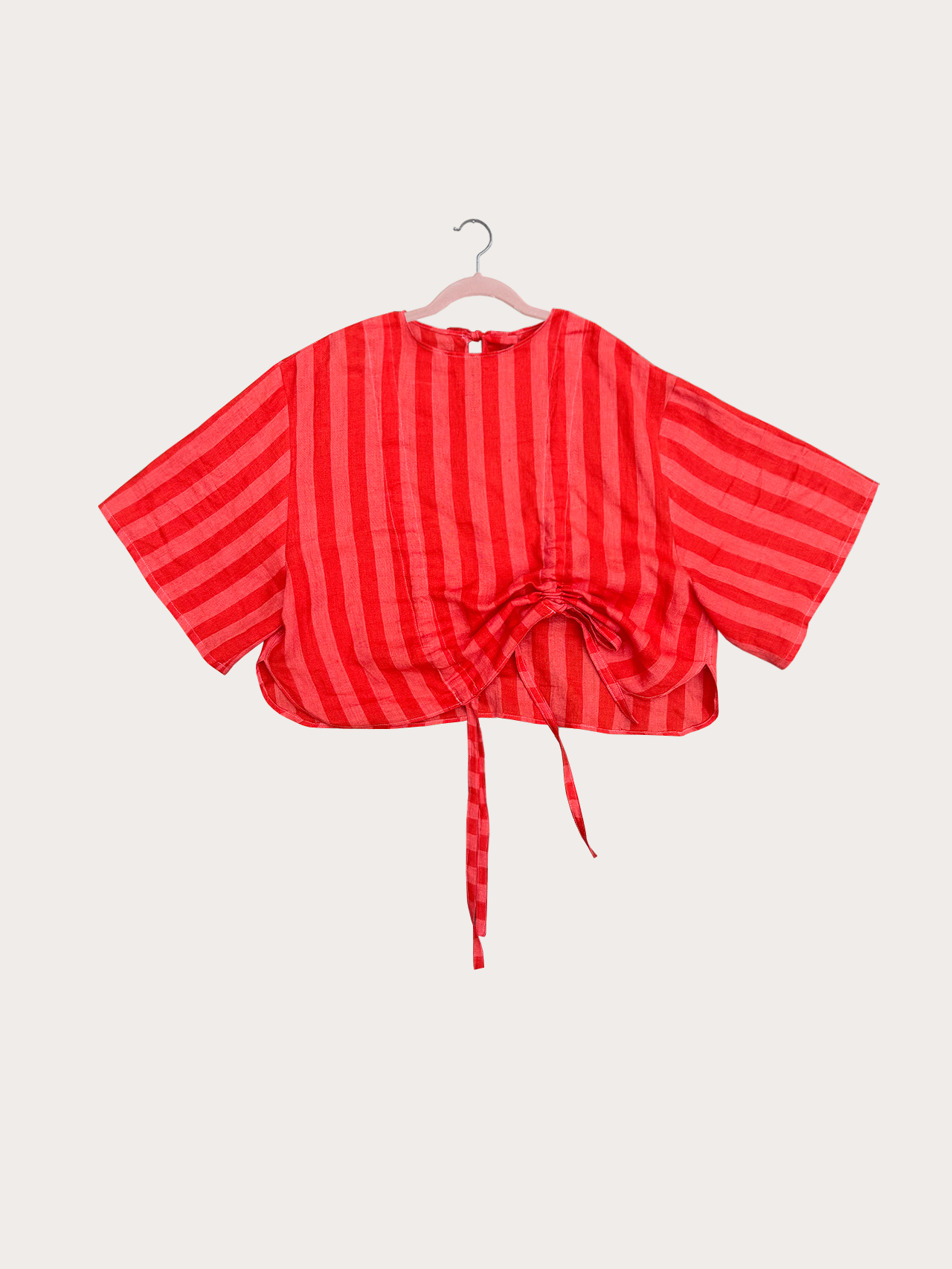 Highland Tee in Rhubarb Stripe Linen