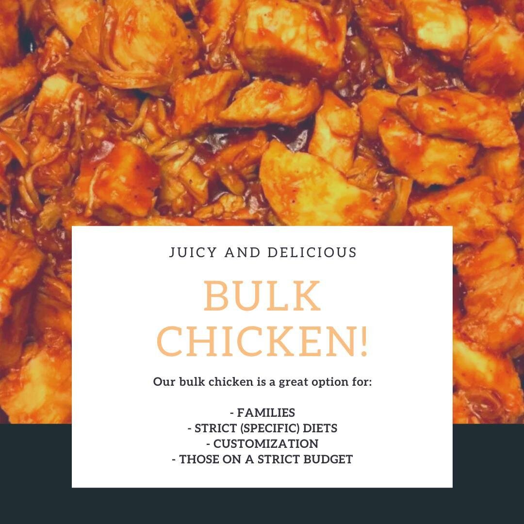 Bulk Chicken is a great option for:⁠
.⁠
⭐ Families⁠
⭐ Specific diets/plating amounts⁠
⭐ Customization⁠
⭐ People on a Budget⁠
⭐ Changing flavors up⁠
.⁠
.⁠
You can see all the flavor options on our website at simplenutritionmeals.com⁠
.⁠
.⁠
#simplenutr