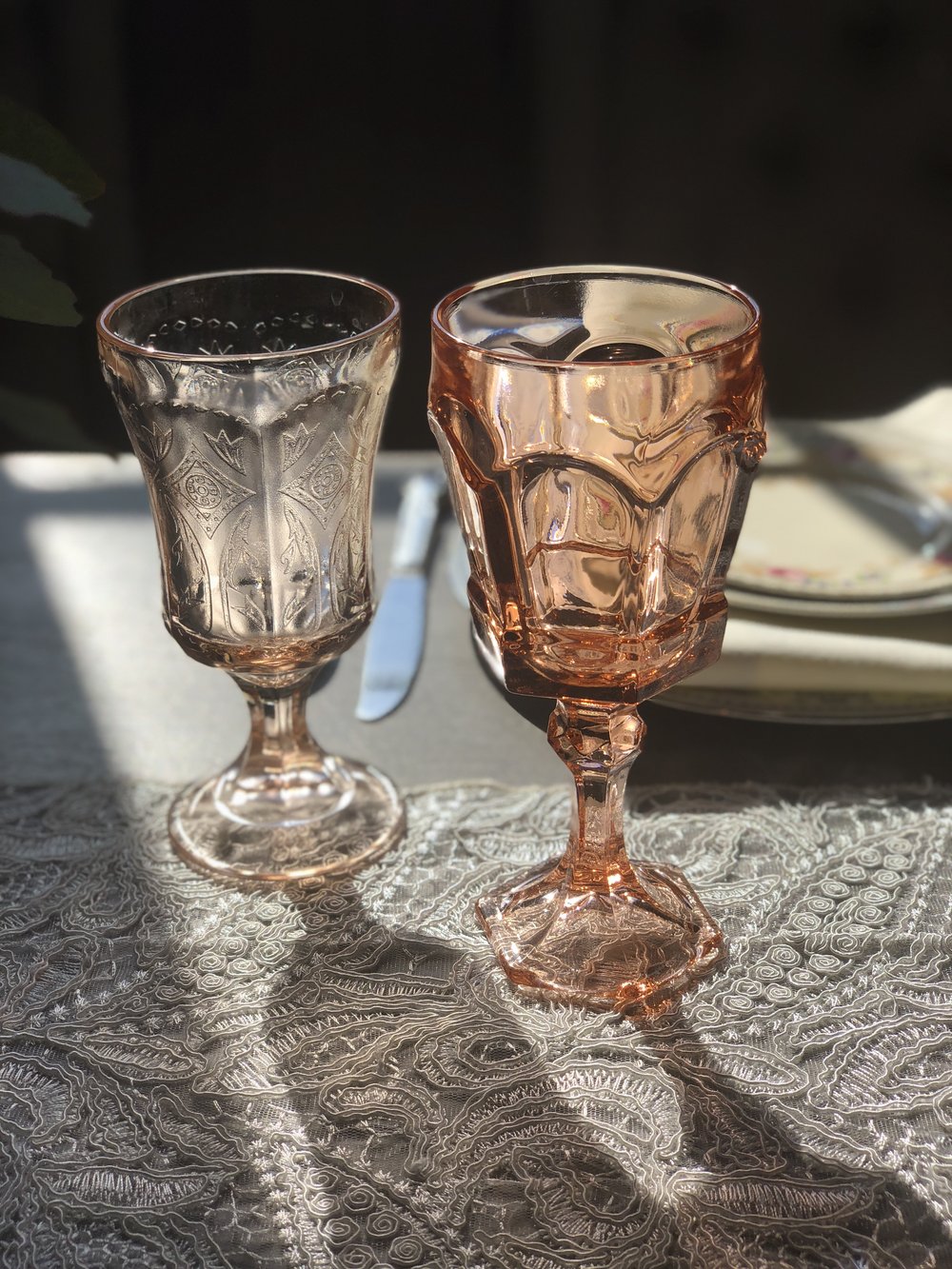 Hobnail and Stained Glass Goblets and Cups