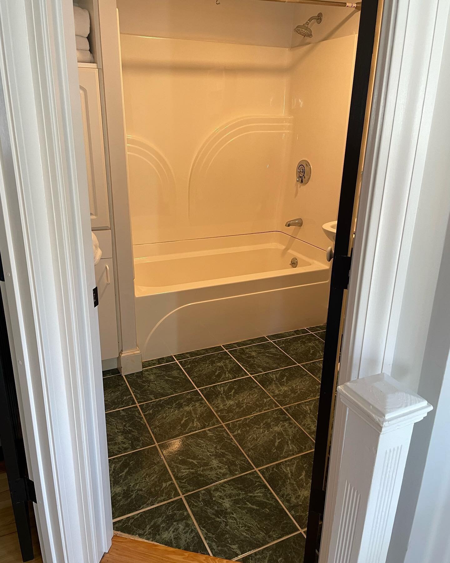 Before and after! Aside from the shower door and some odds and ends, bathroom #3 is finished!