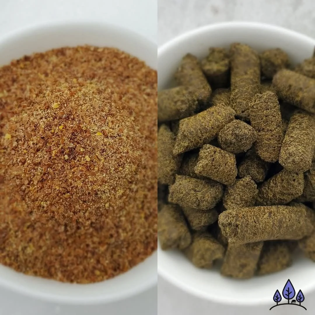 Flax vs. H Pellets
One of our frequently asked questions from horse owners is regarding which one they should choose for their horse. Well, you don't have to choose, because you can feed both and they complement each other well! Many of our customers