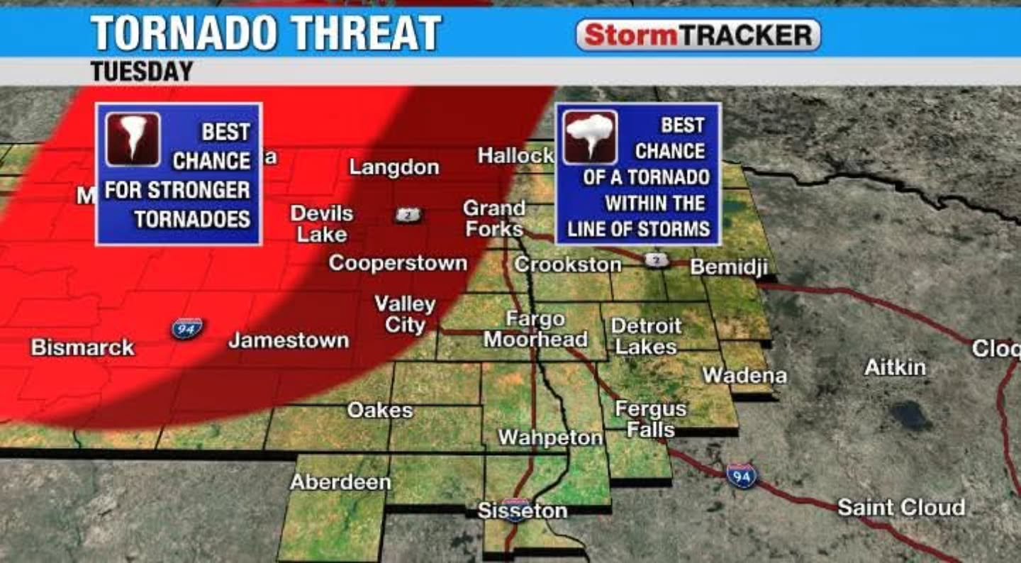 Here we go again.... North Dakota - please have a way to get weather alerts tonight!! 2+ inch hail and possible tornadoes according to Meteorologist Lydia Blume 🫠🙃