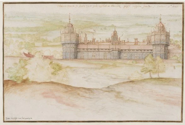 Watercolor painting of a grand palace