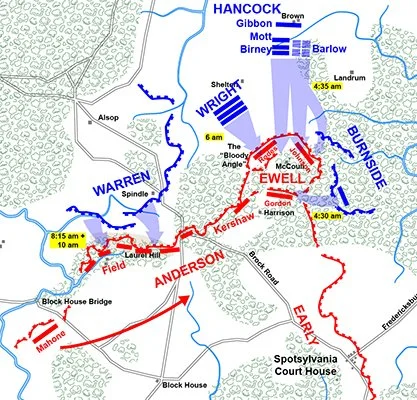 Map depicting a bulge in a defensive line under attack by enemy forces