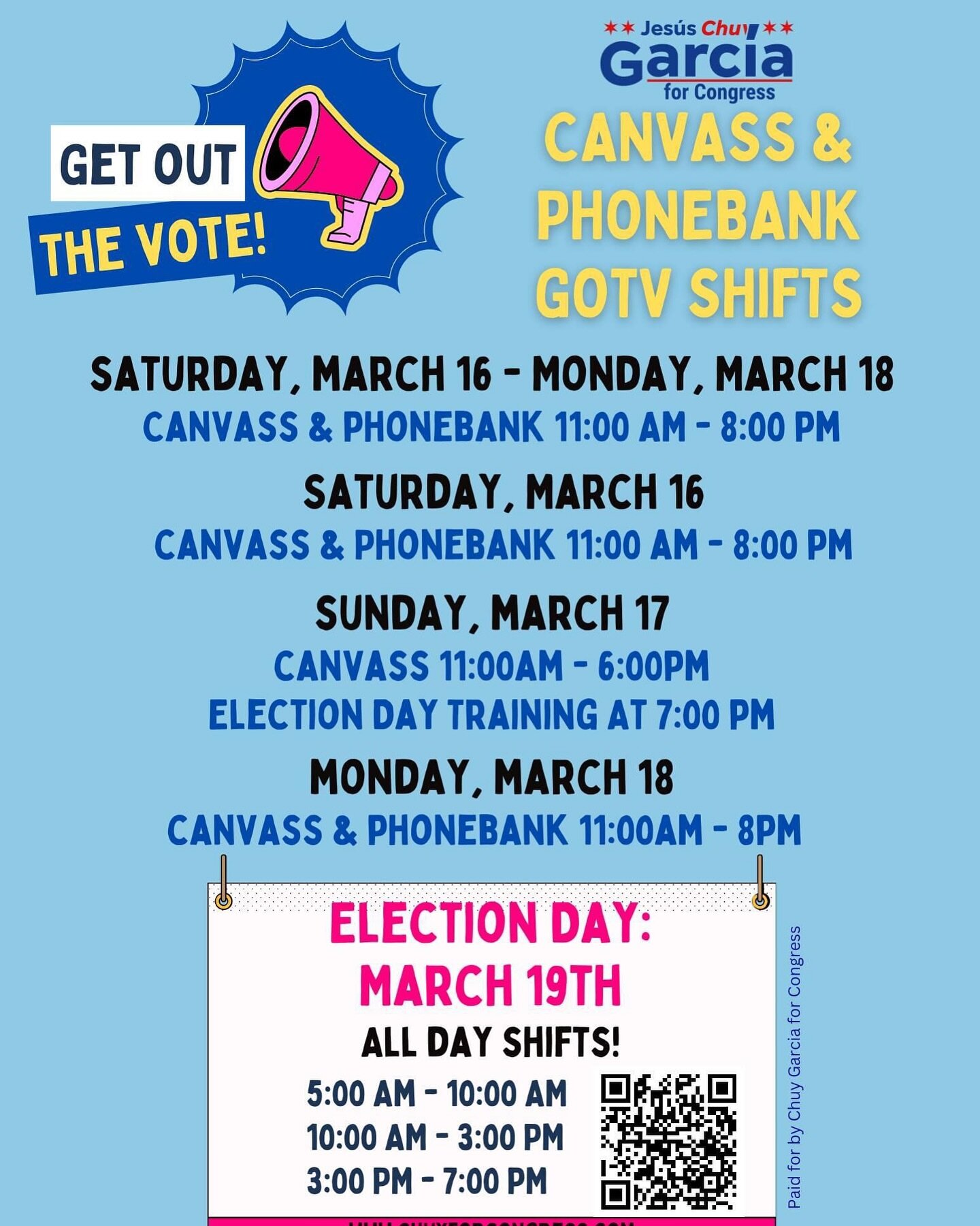 Let&rsquo;s GOTV 4th Congressional District! We&rsquo;re two days away from the Illinois&rsquo; Primary Election and need your help getting us to the finish line. There are opportunities to connect with voters every day, register below: 

&iexcl;Tiem