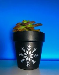 Terra Cotta Planter (sm) with Painted Snowflake