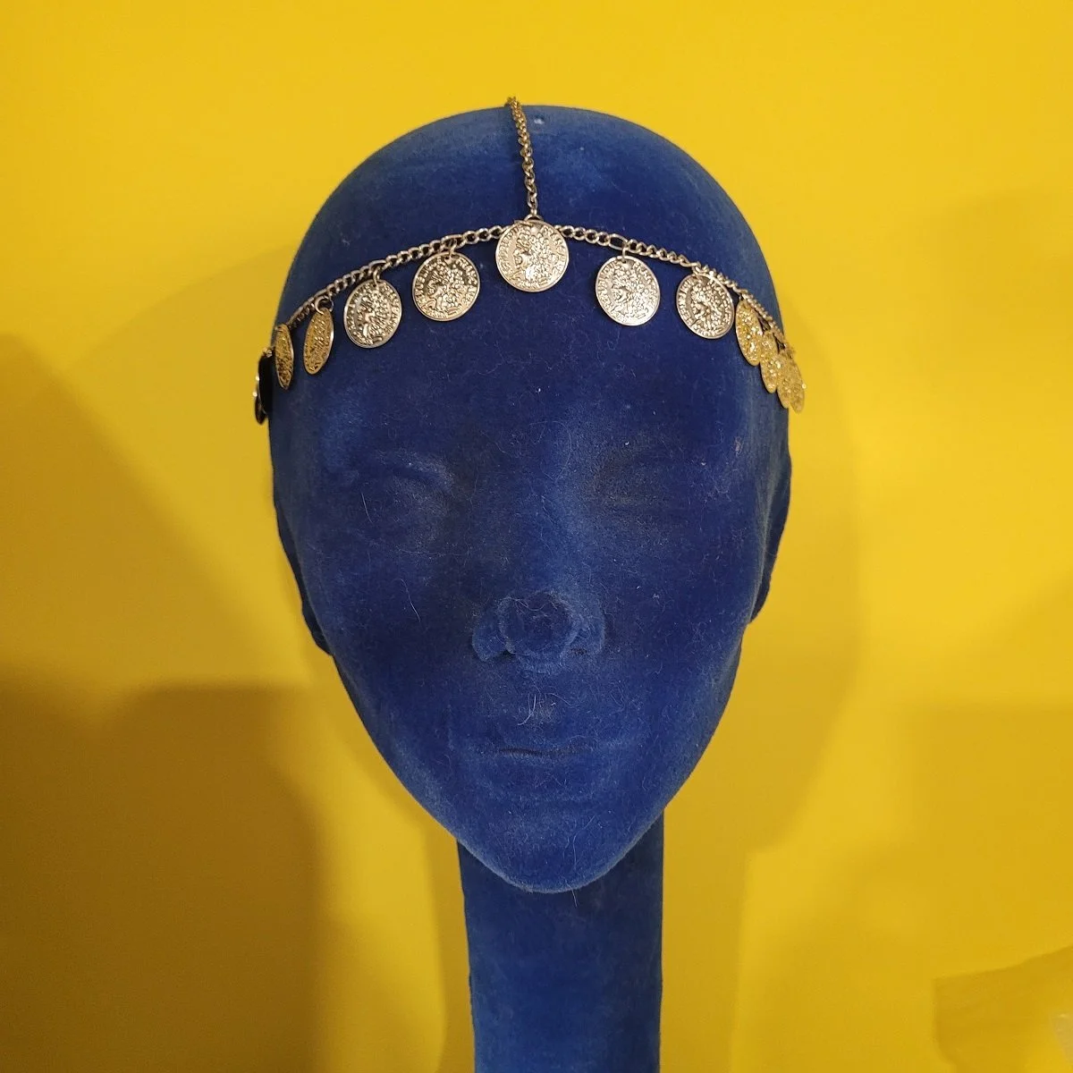 Republique Francaise Emperor Napoleon Bonaparte Coin Fringe Convertible 2 in 1 Head Piece Double Strand 22 Inch Matinee Silvertone Chain Necklace No Clasp