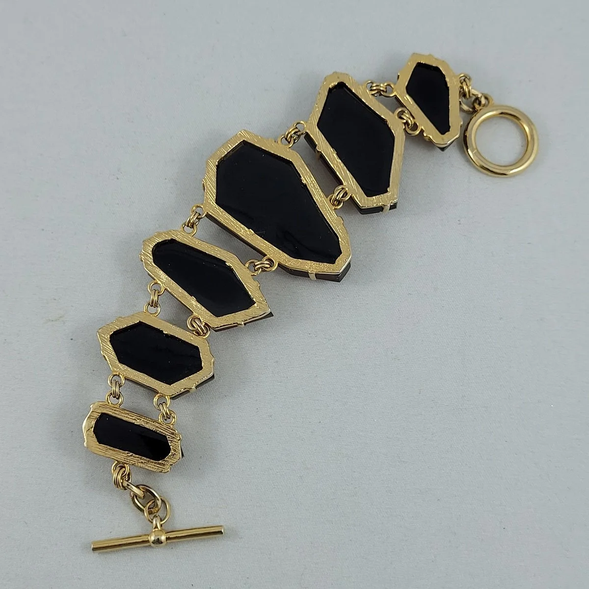 Freeform Faceted Simulated Amber Gems Prong Set Open Back Gold Plated Frame Panel Link Bracelet -2.jpg (Copy)