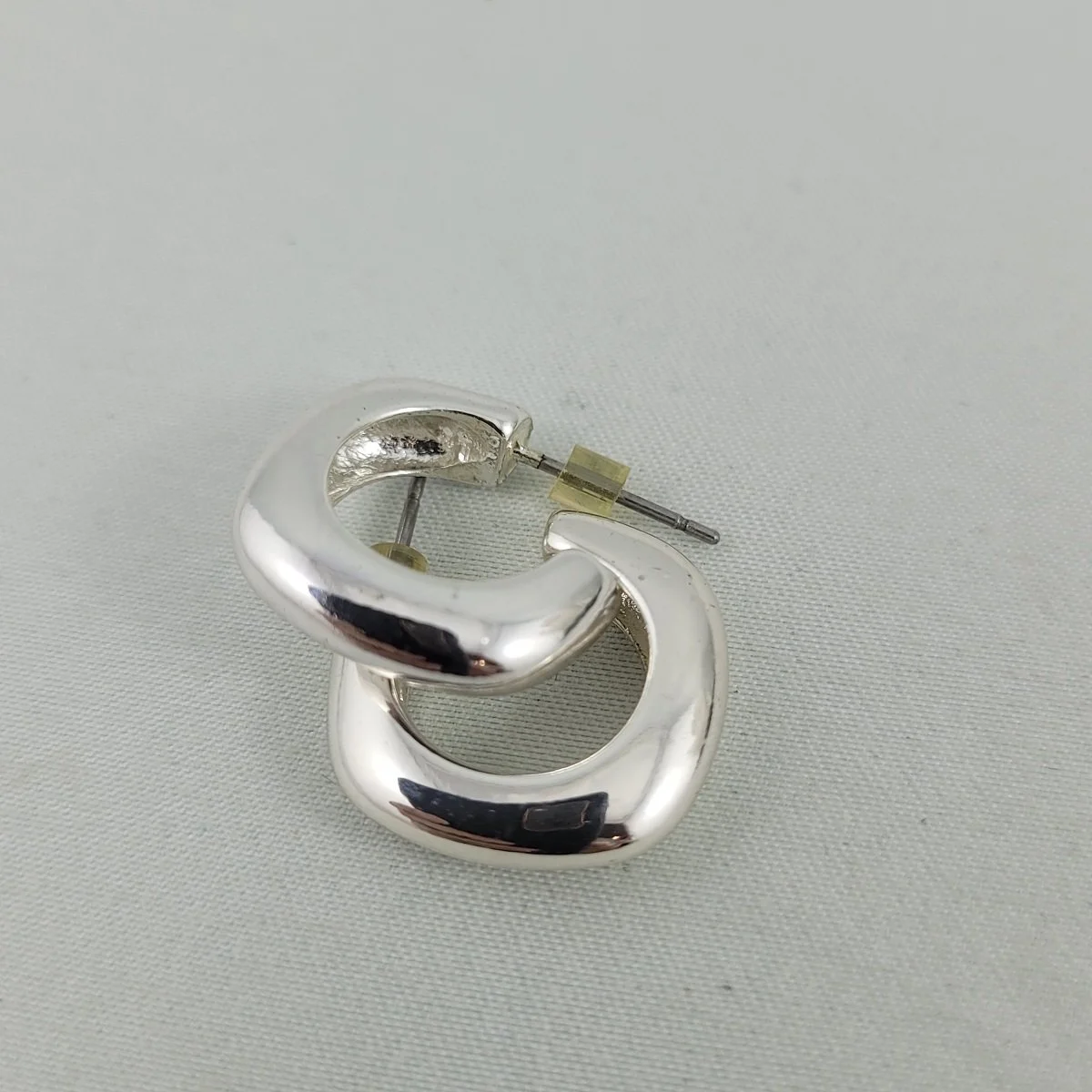 Electroform Sterling Silver Puffed Square Tube 34 U-Hoop Pierced Earrings -D.jpg