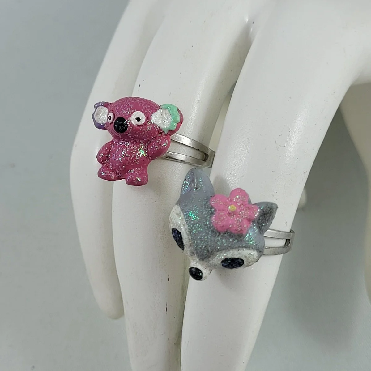 Children's Adjustable Sparkling Grey Fox Ring -4.jpg