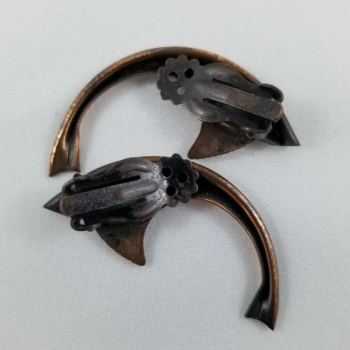 Mid Century Modern Copper Fish Clip-on Earrings -2.jpg