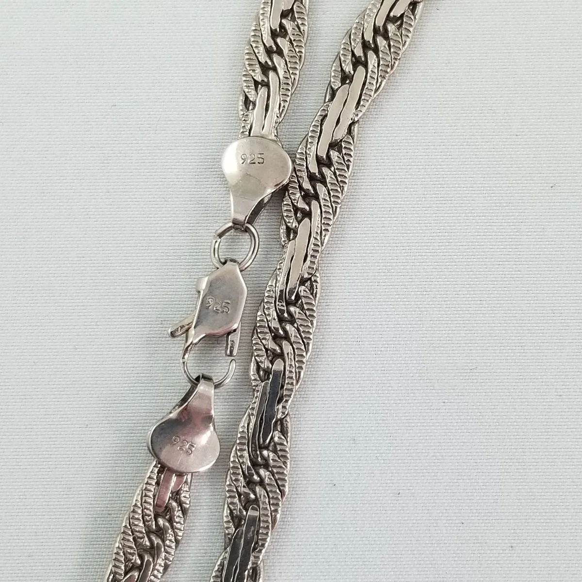 Solid 925 Sterling Silver 5mm Flat S-Link Herringbone Chain Matinee Necklace