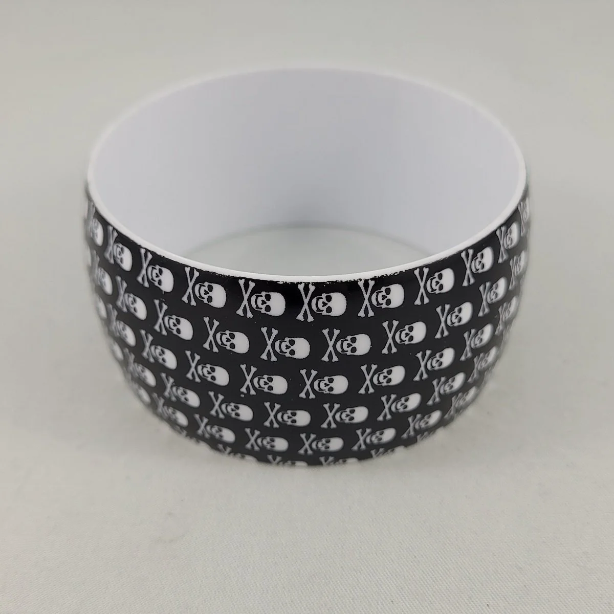 Gothic Monochrome Skull Crossbones Print 1.5 Inch Wide Bangle Bracelet.jpg