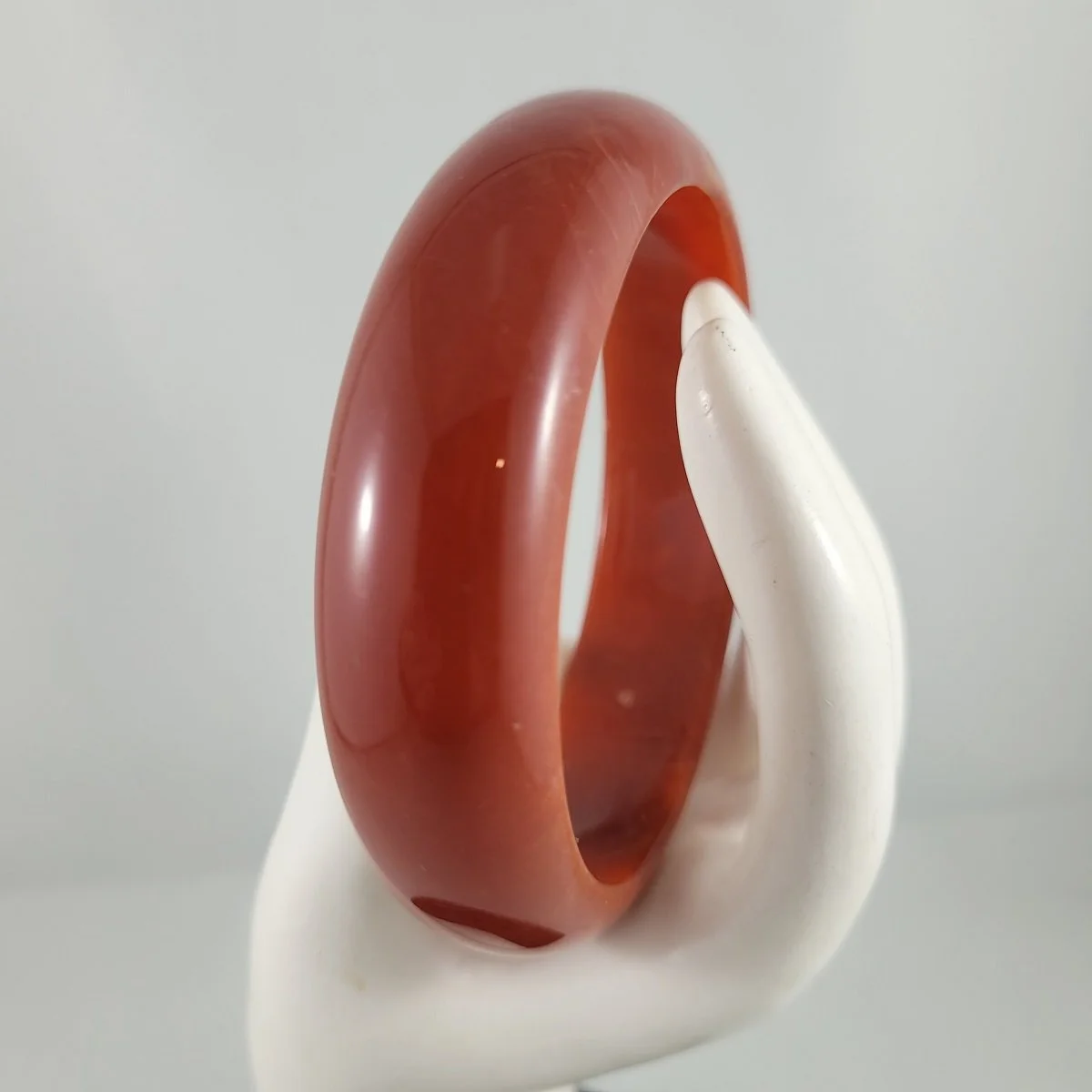 Oyonnax French Translucent Deep Caramel Seamless High Dome Rhodoid Bangle Bracelet