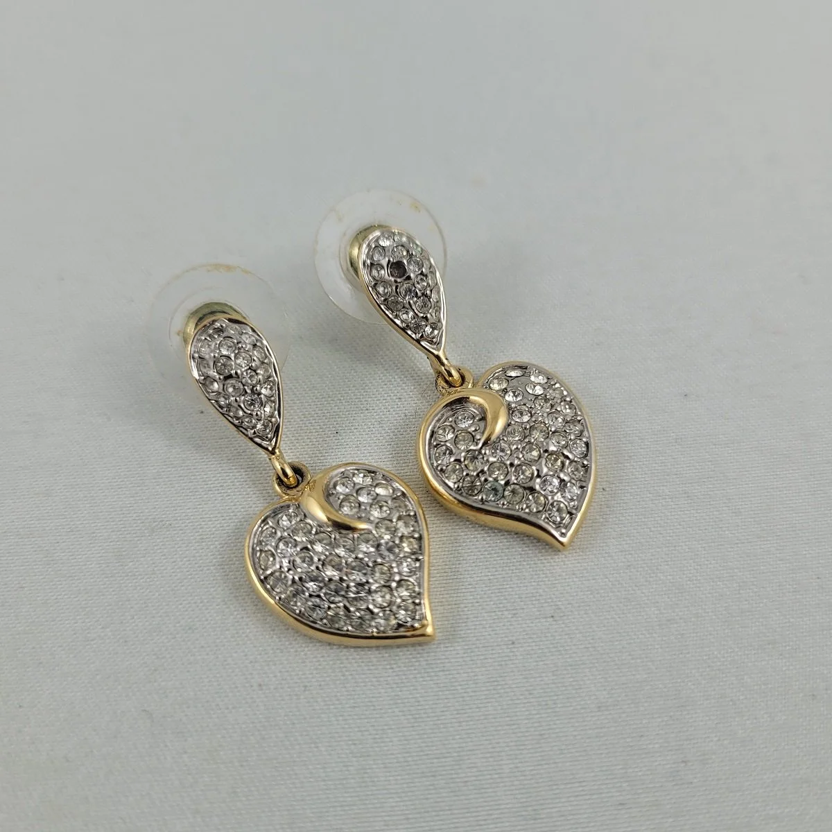 Butler Fifth Avenue Collection Crystal Pave Rhinestone Gold Heart Drop Pierced Earrings -3.jpg (Copy)