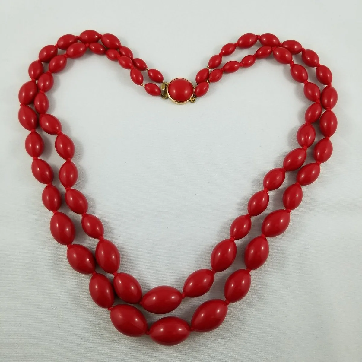 West Germany Mid-Century 1960's Crimson Graduated Hand-Knotted Double-Strand Beaded Necklace.jpg