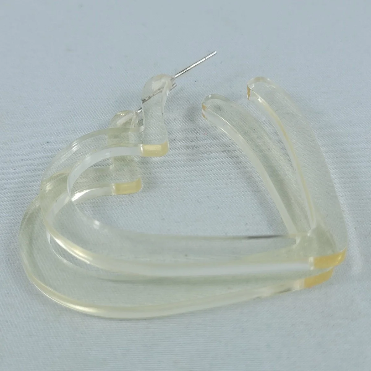 Vintage Clear Lucite Square Tube 2 Inch Hoop Pierced Earrings -2.jpg