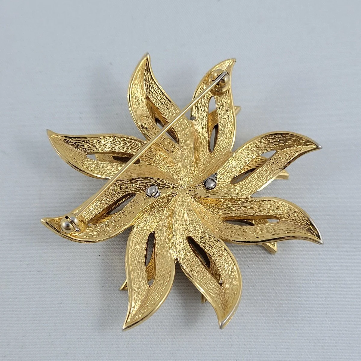 D'Orlan Brushed 22K Gold Flower Perforated Petal Triple Layer 3D Brooch 1196 -3.jpg (Copy)