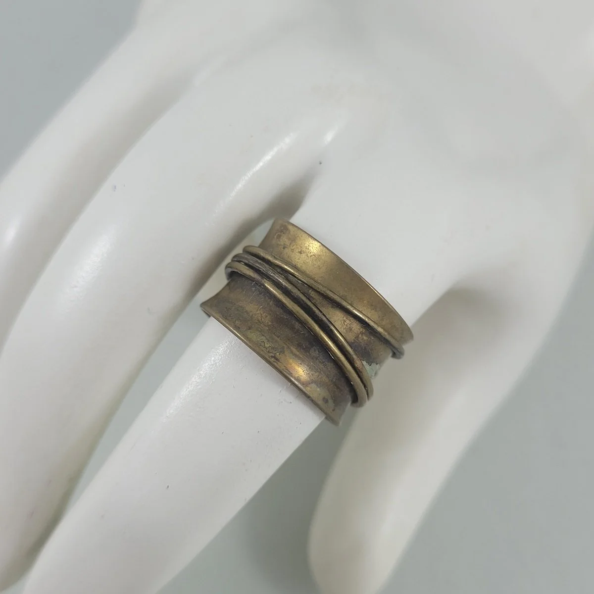 Rustic .5 Inch Wide Brass Slightly Flared Ring Size 7.5