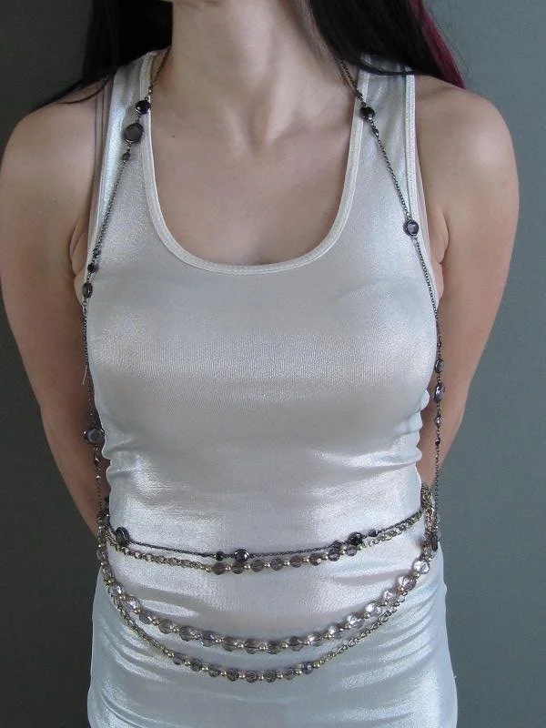 Jenny Multi Strand Amethyst Belt and Open Halter  Body Piece