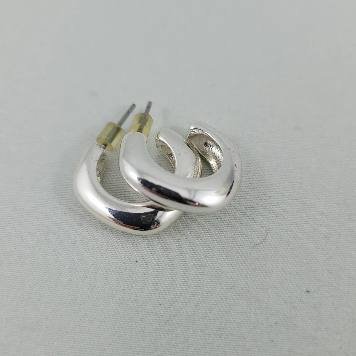 Electroform Sterling Silver Puffed Square Tube 34 U-Hoop Pierced Earrings -C.jpg