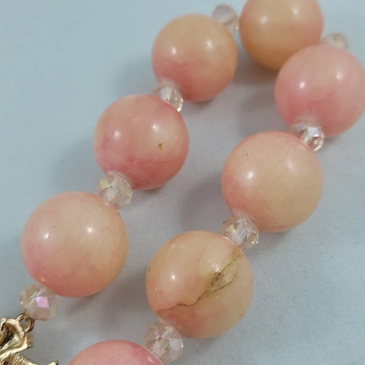 Hefty Polished Genuine Rose Quartz Gemstone Round Bead Faceted Clear Crystal Choker Necklace -4.jpg (Copy)