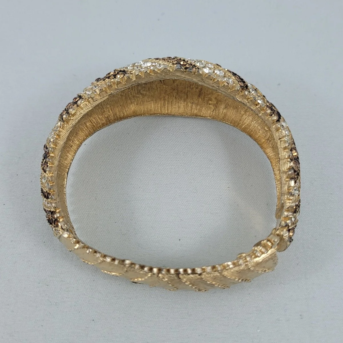 LeC Le Couturier Marcel Boucher Paved Topaz Clear Crystal Rhinestones Gold Plated Hinged Clamper Bracelet 9683 -11.jpg (Copy)