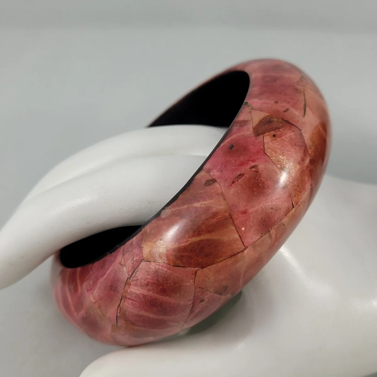 Holt Renfrew Mosaic Wood Resin Wide Domed Bangle Bracelet -3.jpg (Copy)