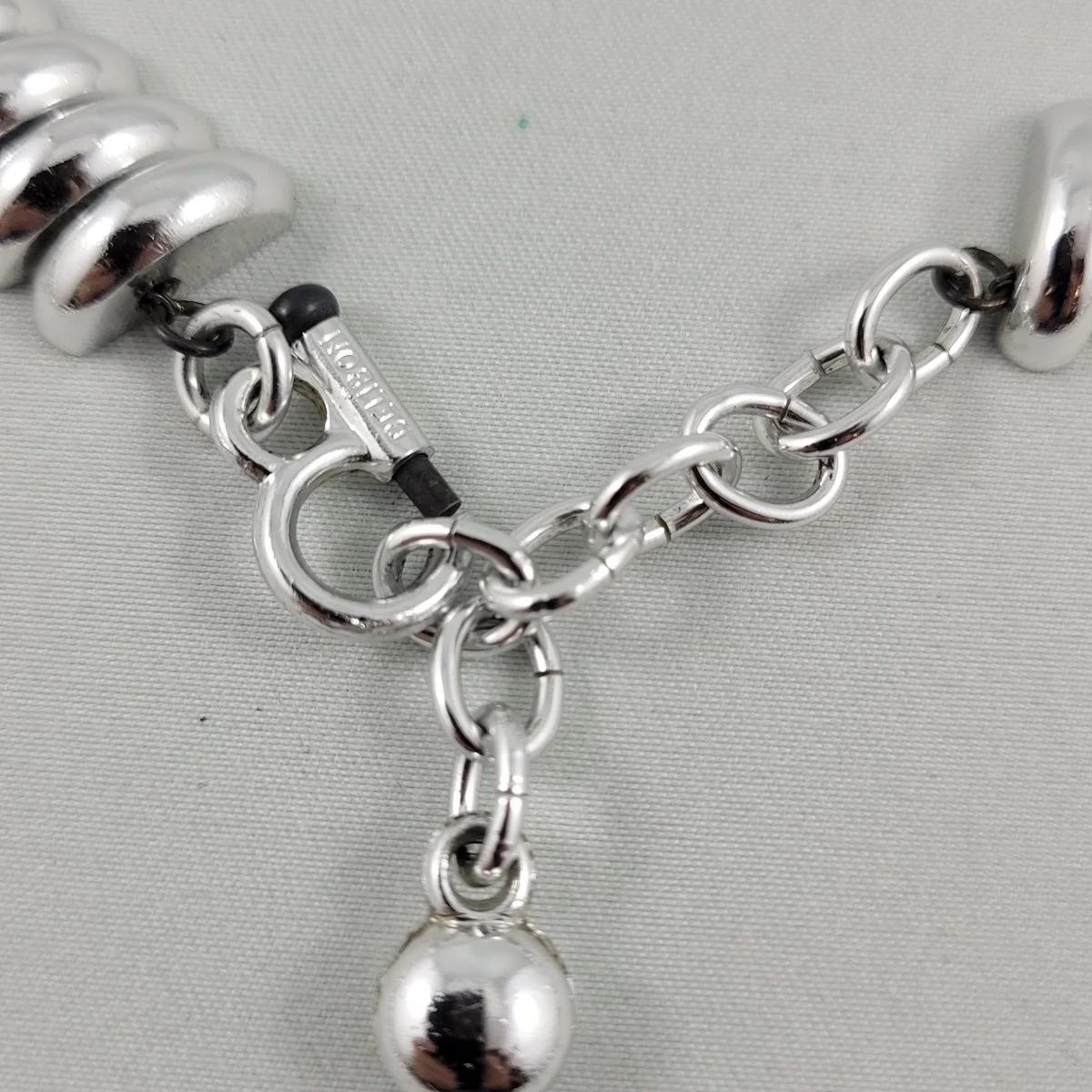 DGM Belibon Modernist Electroform Sterling Silver Crescent Wedge Bead Choker Necklace Marking (Copy)