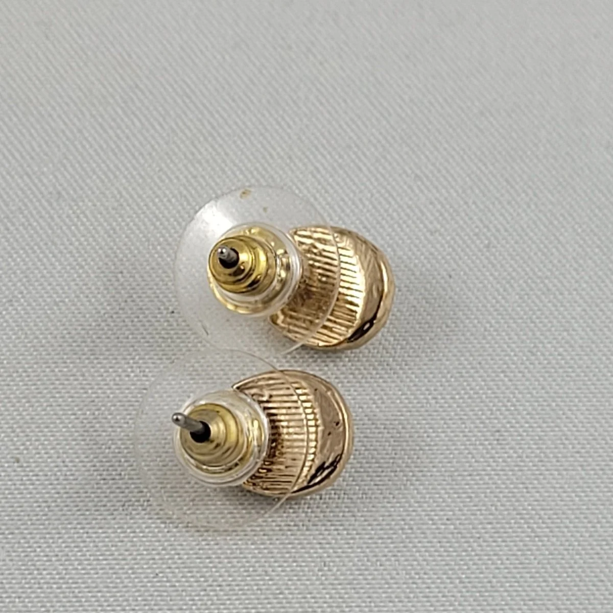 Faceted Teardrop Frosted Cabochon Light Pink Pave Rhinestone Gold Plated .375 Inch Pierced Stud Earrings -1.jpg