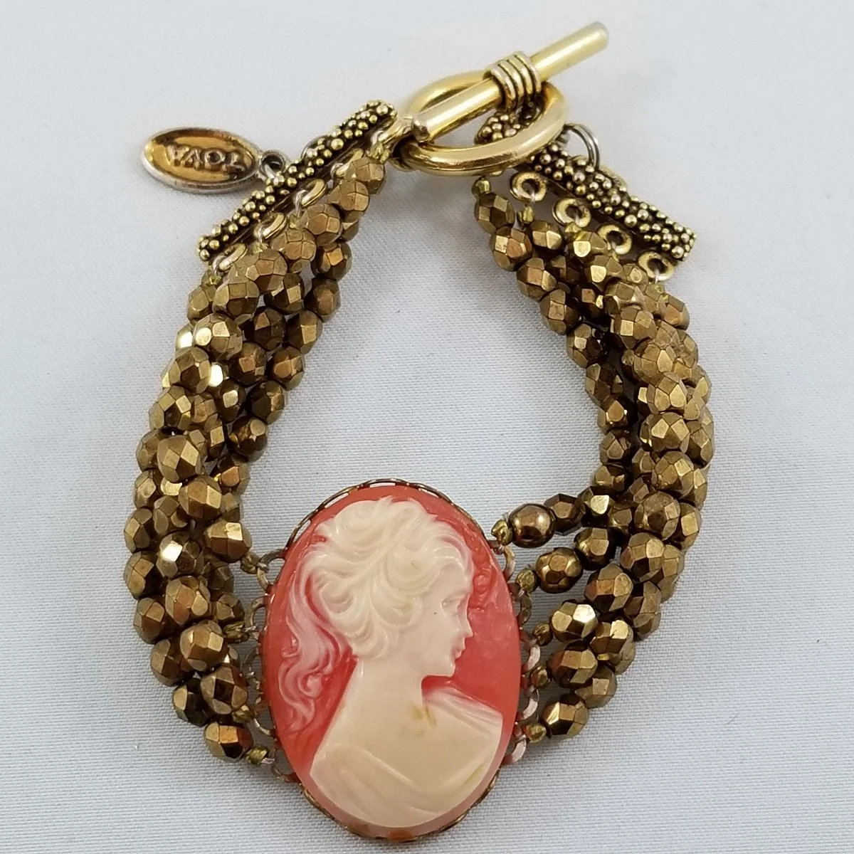 Tova Multi-strand Bronze Faceted Beaded Cameo Bracelet.jpg