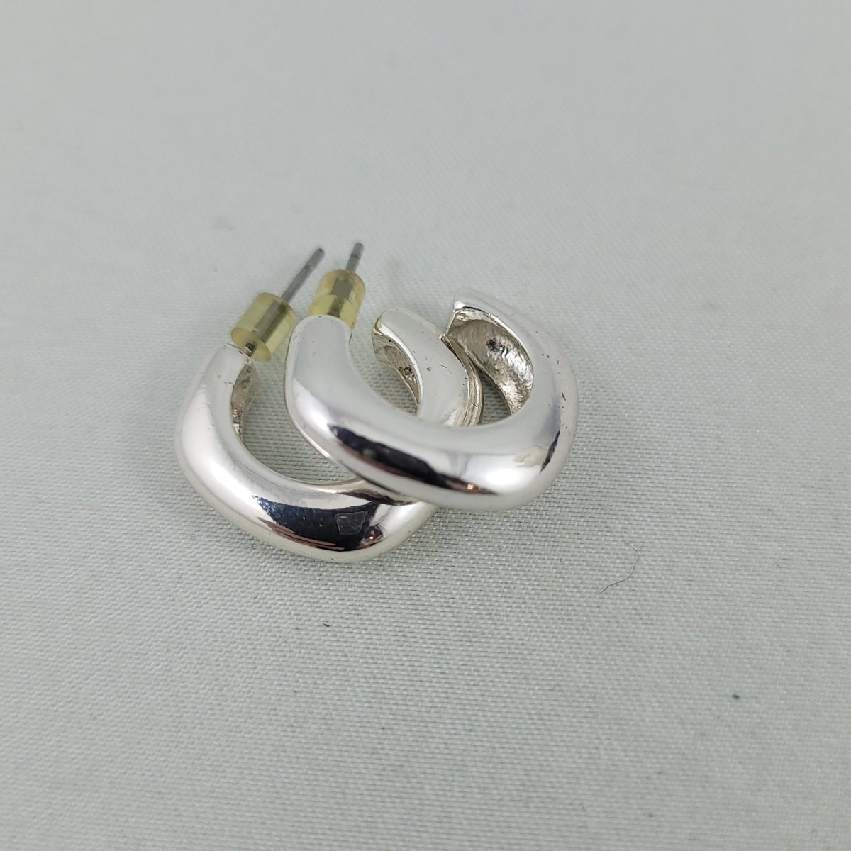 Electroform Sterling Silver Puffed Square Tube 34 U-Hoop Pierced Earrings -C.jpg