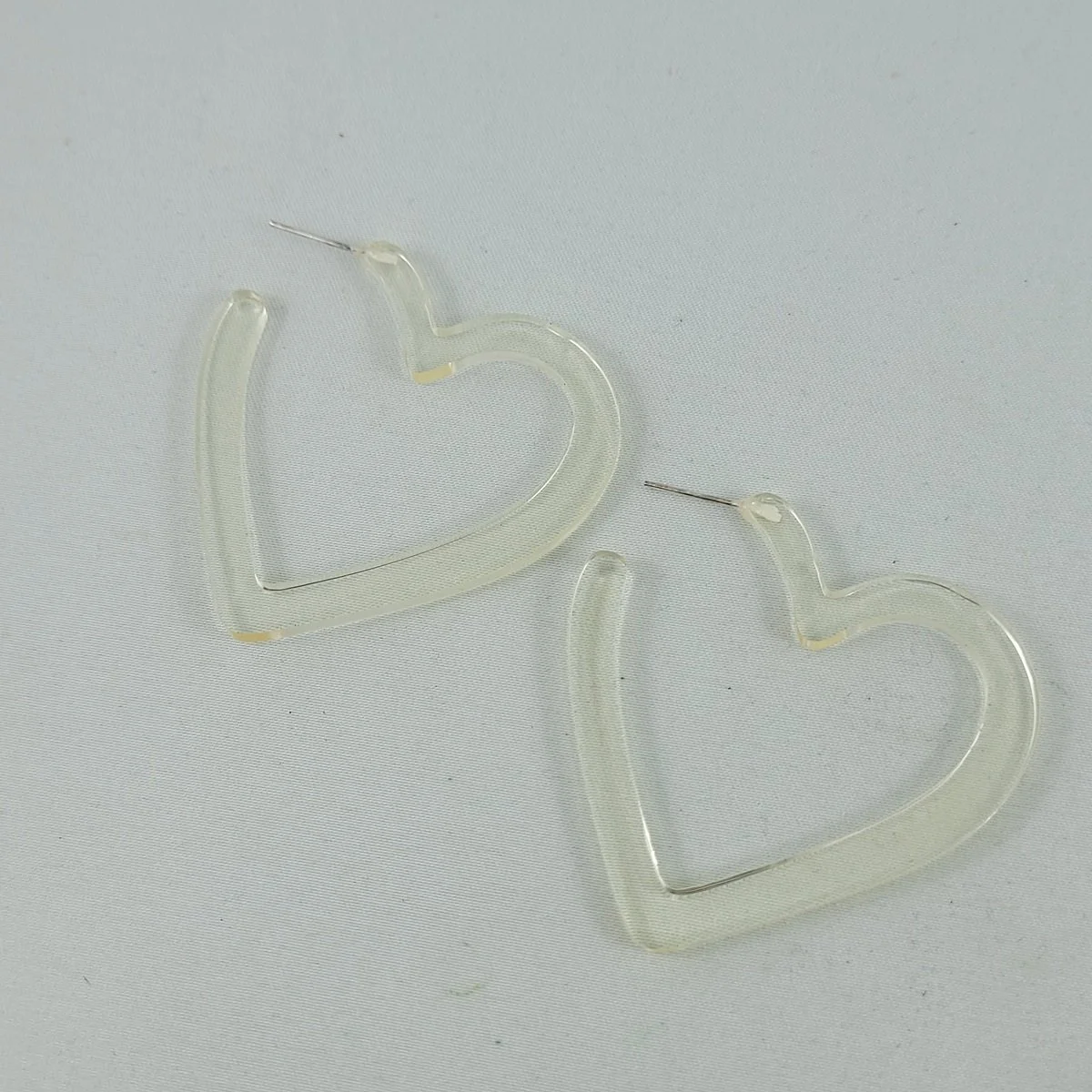 Vintage Clear Lucite Square Tube 2 Inch Hoop Pierced Earrings -1.jpg