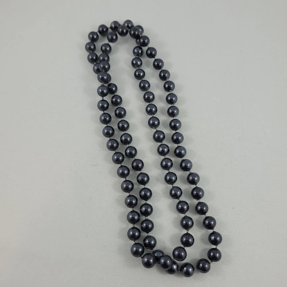 Smoke Grey Pearl Fixed Plastic 7mm Bead 29.5 Inch Necklace