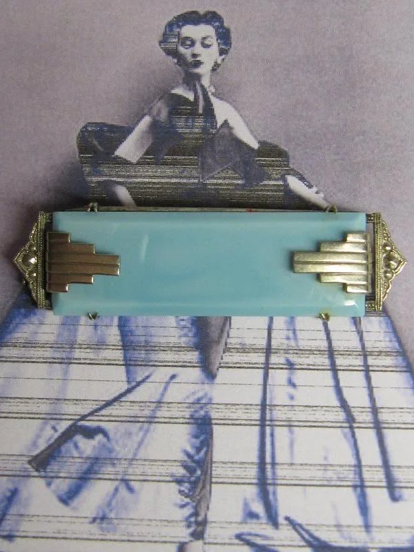 Art Deco 1920’s “Stair-Step” Geometric Blue Slag Glass Silver Bar Brooch -9.JPG
