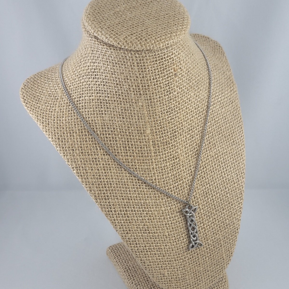 Galway Bay Design Celtic Knot 1.5 Inch Pewter Pendant 18 Inch Silvertone Curb Chain Princess Necklace