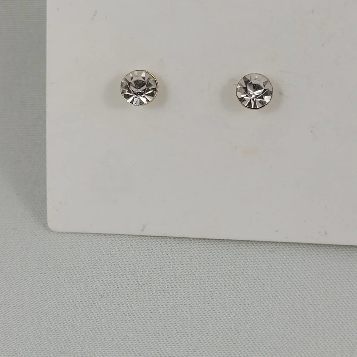 Simulated 4mm Diamond Gold-tone V-Cup Set Studded Pierced Earrings.jpg