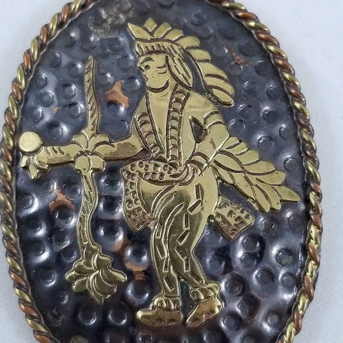 Metales Casados Tlaquepaque Mixed-Metal “Aztec Dancer” Oversized Pendant -2.jpg