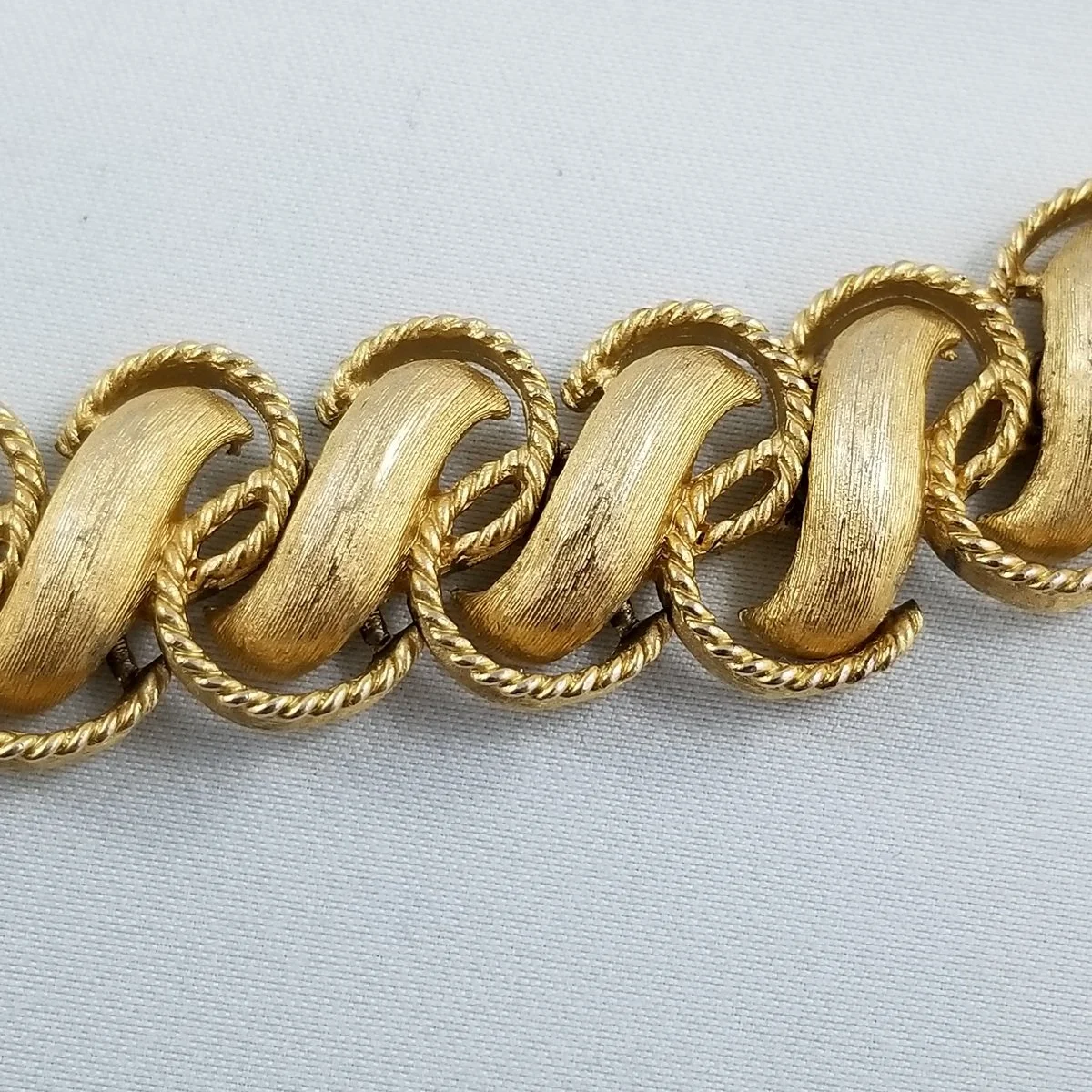Trifari Crown Trifanium Articulated Gilded Scroll Wide Panel Bracelet -4.jpg