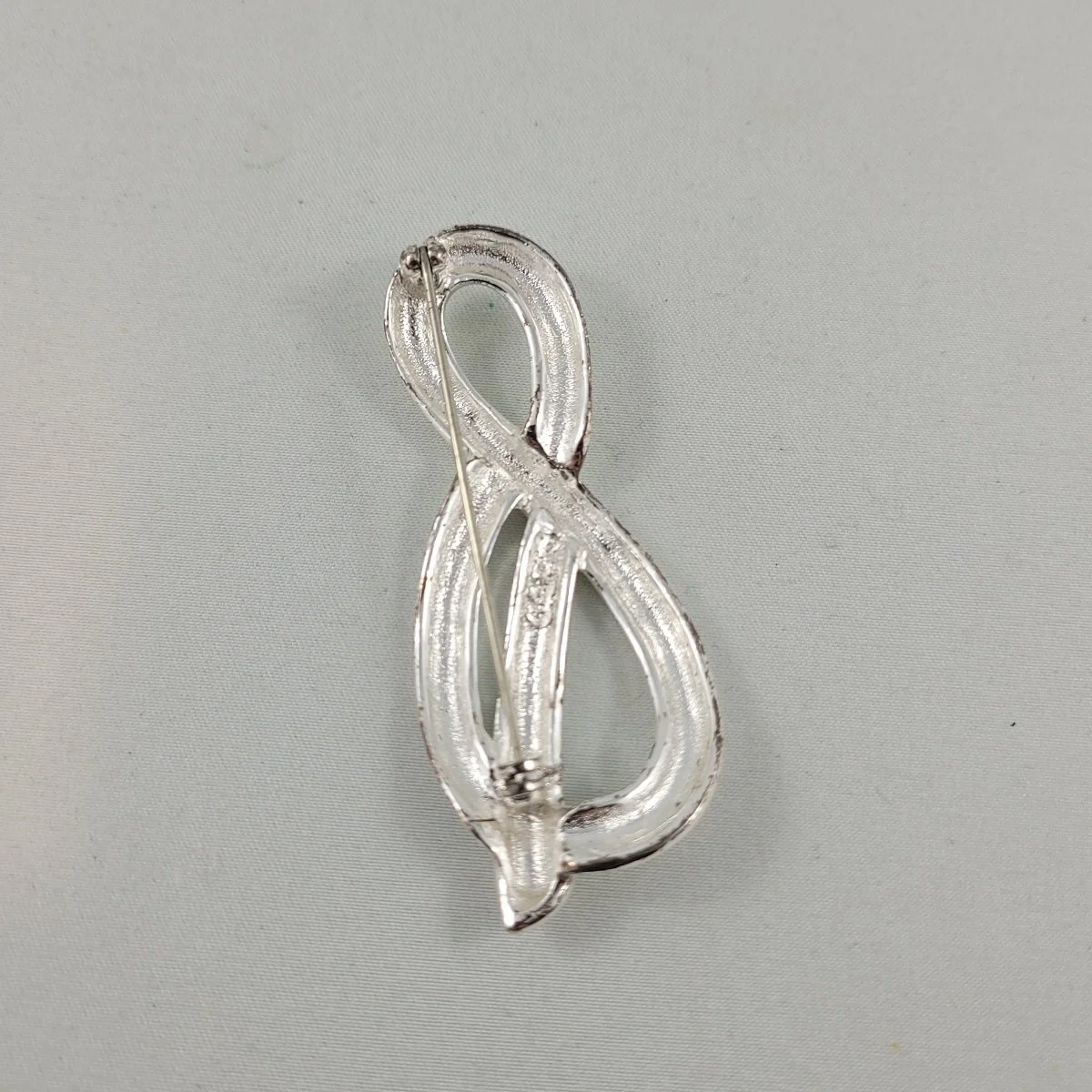 Designer Polished Silver 2.625 Inch Double Loop Brooch with Illegible Maker's Marking -1.jpg (Copy)