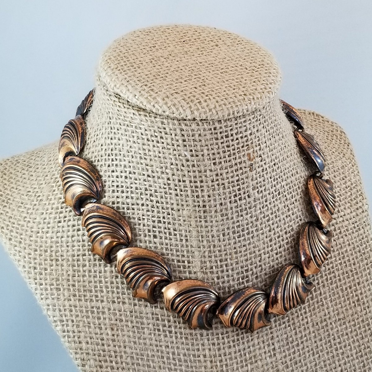 Renoir Scallop Shell Ocean Shell Brushed Copper Panel Link Choker Necklace -1.jpg (Copy)