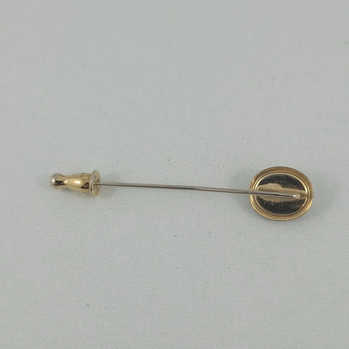 Egyptian Revival 10.4mm Carved Genuine Onyx Stone Scarab Beetle 2 Inch Stick Pin Backside