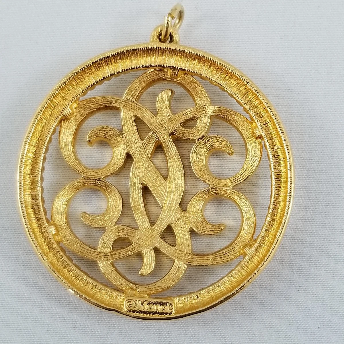 Monet 1960’s High-Gauge Damask Scroll Gold Rope Medallion Pendant -2.jpg