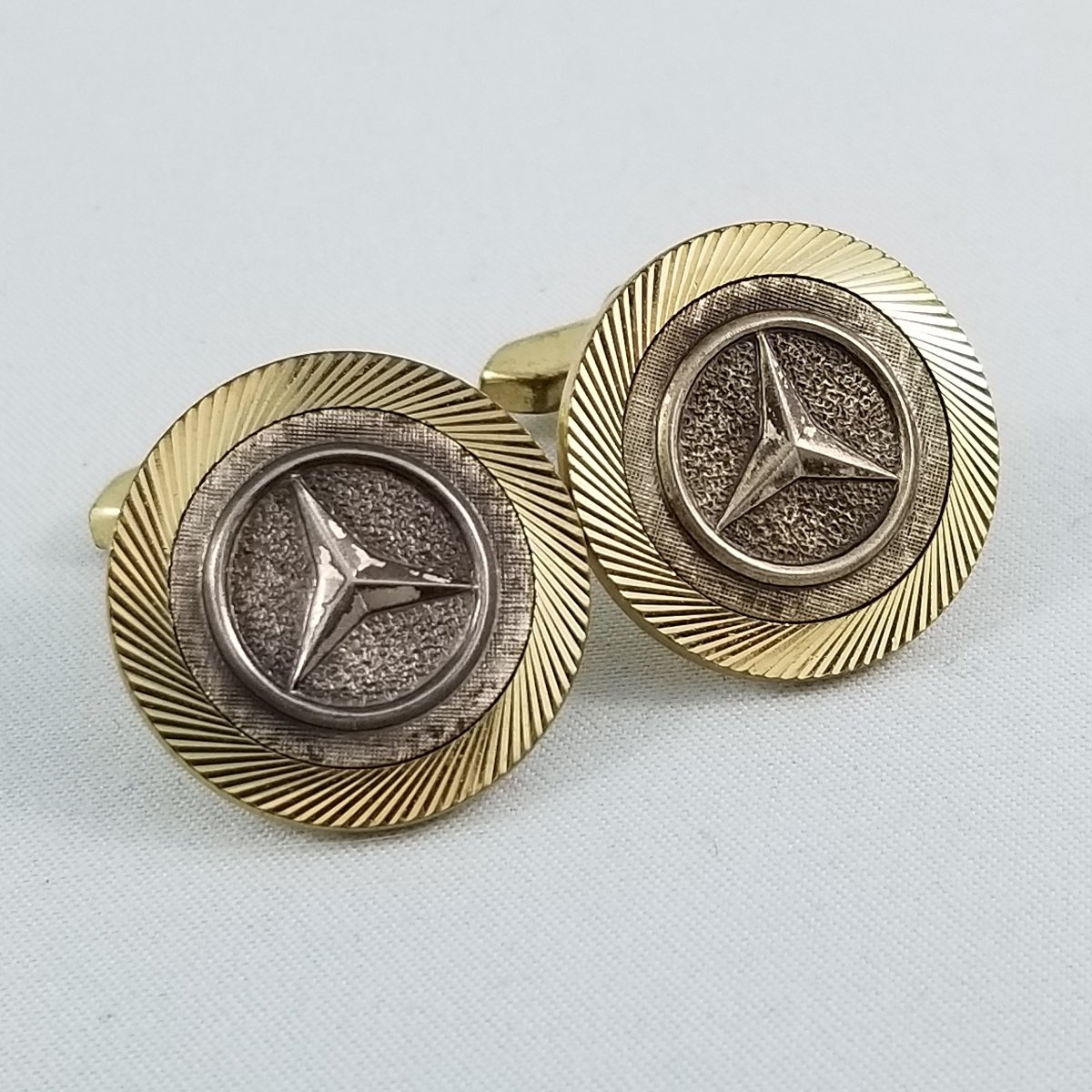 Mercedes-Benz 1960’s Fluted Sunburst Two-Tone "Whale-Tail" Cufflinks