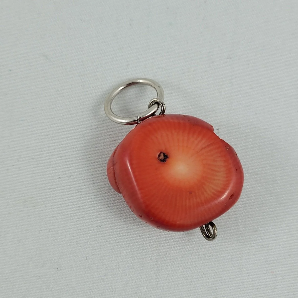 Genuine Dyed Coral Freeform 21mm Nugget Silver-tone Pendant Drop